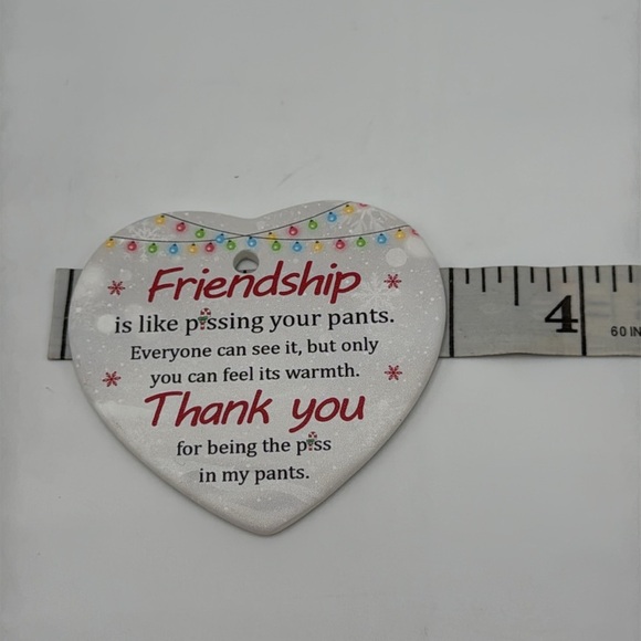 Funny Friendship Ornament – Holiday Gift – Heart-Shaped Double Sided - Picture 4 of 4